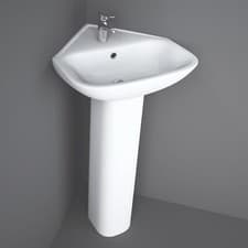 Image of RAK Origin 62 Corner Basin and Full Pedestal 450mm Wide - 1 Tap Hole