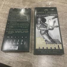 Image of 2 x Faber-Castell PITT Artist Pens Black XXS/XS/S/M/F/1.5 (6pk) tatty boxes