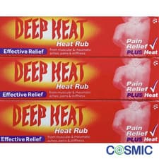 Image of 3 X Deep Heat Rub Cream-100g Fast Pain Relief in Muscular,Aches,Pains