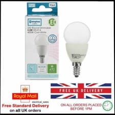 Image of CROMPTON LED ROUND THERMAL PLASTIC DIMMABLE 5.5 WATT LIGHT BULB 4000K SES E14