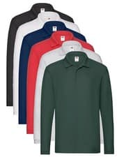 Image of Fruit of the Loom Long Sleeve Cotton Pique Polo Shirt