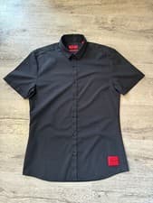 Image of Hugo Boss Black Men Extra Slim Fit Short Sleeves Designer Shirt Size Medium