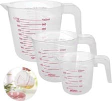 Image of Plastic Measuring Jugs 3PCS,Kitchen Baking Jugs Set, Measuring Jugs Set 250ML 5
