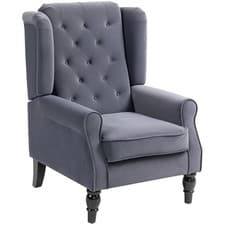Image of HOMCOM Retro Accent Chair Wingback Armchair with Wood Frame for Living Room