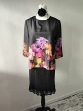 Image of Bnwt Ted Baker Black lilac Floral Short dress size 10 womens Occasion Wedding