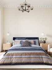 Image of NEW Bedeck of Belfast Aldin Stripe Cotton Duvet Cover Set - Celadon - King Size