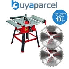 Image of Einhell TC-TS 2225 U Corded Table Saw 254mm 2200W 240v + Stand Inc 3 Blades
