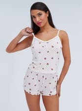 Image of Boux Avenue Cami Set Women's Polka Rose Modal Nightwear Soft Frill Sleepwear