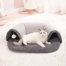 Image of Winter Warm Cat Tunnel Bed Cat Activity Center Comfortable Playing Ball Toys