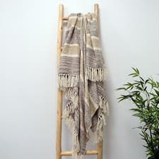 Image of Luxury Herringbone Throw Blanket Chevron Stripe Chenille 100% Recycled Polyester