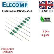 Image of Axial inductors 0.5W in range 1uH - 4.7mH, 5pcs in pack UK stock