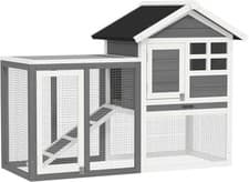 Image of Outdoor Wooden Rabbit Hutch 2 Tier Run 124x63x93cm