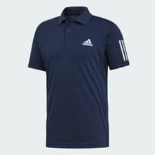Image of Adidas Performance 3 Stripes Club Polo Shirt Tennis Golf Gym Navy White DU0850