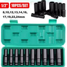 Image of Deep Impact Sockets 1/2" Drive Long Reach Thin Wall 10 Metric Socket Set 8-24mm