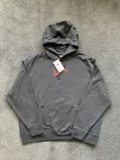 Image of Nike Sportswear NSW Brushed Swoosh Fleece Pullover Hoodie Grey Size XXL 2XL