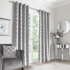 Image of Appletree - Silver Jacquard Curtains W46 x L72 (117 x 183cm) - White Silver Eye