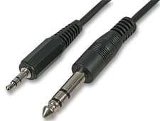 Image of 3.5mm Stereo Jack Plug Small to Big 1/4" 6.35mm Stereo Jack Plug Lead 1.8  Metre