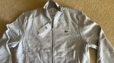 Image of BNWT Lacoste Knit Zipped Track Jacket Grey Size 4 Medium RRP £125