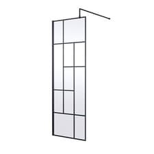 Image of Hudson Reed 700mm Abstract Grid Wet Room Screen 8mm Glass Support Bar & Feet