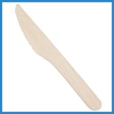 Image of Wooden Knives Disposable Birchwood Biodegradable Compostable Cutlery Pack of 100