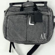 Image of A/X Armani Exchange Denim Gray Black Convertible Backpack Messenger Bag NWT