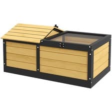 Image of PawHut Wooden Tortoise House, Small Pet Reptile with Hide Shelter Den and Run