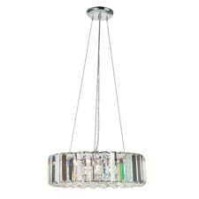 Image of Litecraft Ceiling Pendant Crystal Effect Prism 3 Light - Polished Chrome, Clear