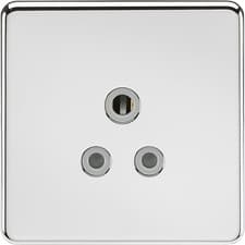 Image of Screwless 5A unswitched socket - polished chrome with grey insert