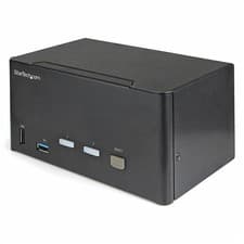 Image of StarTech 2 Port Triple Monitor DisplayPort KVM Switch - 4K 60Hz UHD HDR - Des...