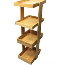 Image of 4 Tier Bamboo Bathroom Rack Storage Shelf Freestanding Caddy Basket For Narrow
