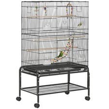 Image of PawHut Bird Cage, with Stand, Wheels, Toys, for Budgies, Finches, Parakeets