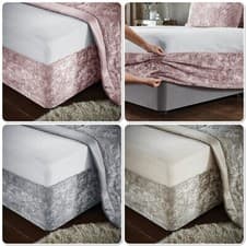 Image of Catherine Lansfield Crushed Velvet Divan Base Wrap Elasticated 3 Colours