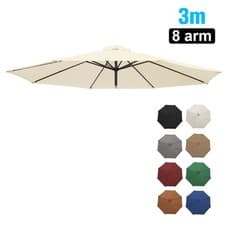 Image of 3M Round Garden Parasol Sun Shade Canopy Patio Outdoor Umbrella with Crank Tilt