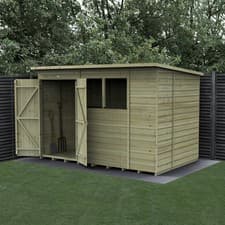 Image of Forest Beckwood 10x6 Pent Shed 2 Window Double Dr Wood Outdoor Storage Free Del