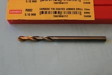 Image of Dormer Drill R002 - 5.10mm Dia Solid Carbide Drill with TiN Tip Coating