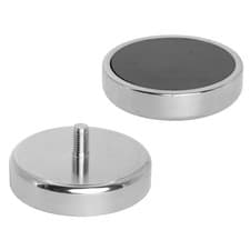 Image of Ferrite Pot Magnet - 80mm dia x 18mm thick with M10 External Thread - 57kg Pull