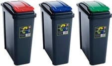 Image of 25L Plastic Bin Indoor Recycling Waste Container With Lid Kitchen Home & Office