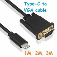 Image of Type-C USB-C to VGA Cable Lead USB 3.1 Male to 15-pin VGA Male 1M 2M 3M