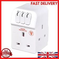 Image of Masterplug MSWG3 Three Socket Surge Protected Adaptor with Individual Plug UK