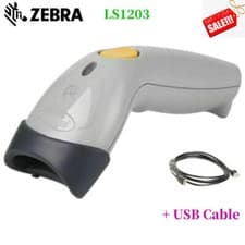 Image of Zebra Symbol LS1203 Handheld 1D Laser Barcode Scanner With USB Cable