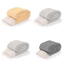 Image of 100% Cotton Large Handloom Tassel Herringbone Pattern Sofa Bed Throwover Blanket