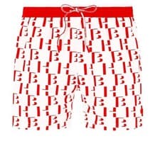 Image of HUGO BOSS Seahorse Men's Swim Trunks Shorts In Neon Red/White Beachwear BNWT