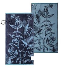 Image of TED BAKER UNISEX BOTANICAL BIRDS/ROSES REVERSIBLE BATH TOWEL , NAVY Was £60