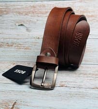 Image of HUGO BOSS Mens Genuine Leather Brown Belt