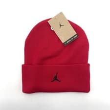 Image of Air Jordan Peak Beanie Essentials Soft Knit Hat Gym Red Black Adults FN4672-687