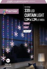 Image of Outdoor Christmas Lights Snowflake Curtain Xmas Hanging Rainbow 339 LED 9191