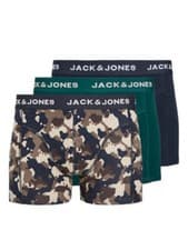 Image of Jack & Jones 3 Pack Jaccamflage Trunks - Navy Blazer/Camo/Green