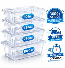 Image of Plastic Food Containers with Lids Takeaway Microwave Freezer Safe Storage Boxes