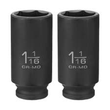 Image of 2pcs 6 Point Impact Socket 1-1/16" Socket 1/2" Square Drive 3.1" Long 40cr Steel