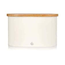 Image of Swan Nordic Bread Bin with Wooden Lid SWKA17512WHTN - in White